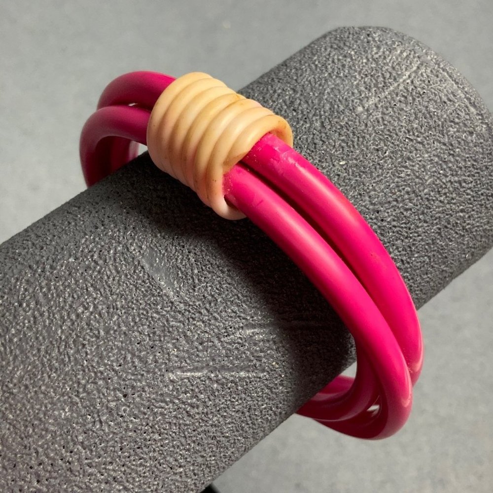 Exotic Rattan Wrapped Bracelet Barbie Pink White Bangle Soft Girl Retro BoHo